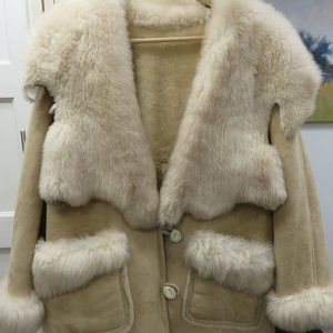 Vintage Tan Real Shearling Jacket XXL